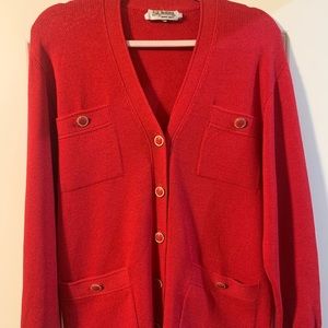 St. John Red Cashmere Cardigan